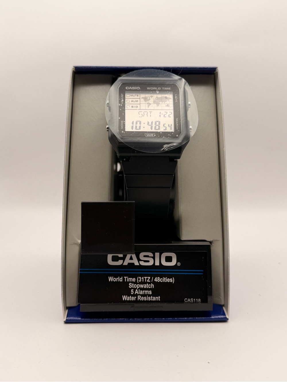 Casio Digital World Time Watch - Black and Silver